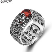 100% 925 Silver Good Luck & Protection Tibetan Six Words Proverb Ring