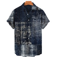 Hawaiian men’s short sleeve shirt, open collar single button shirt