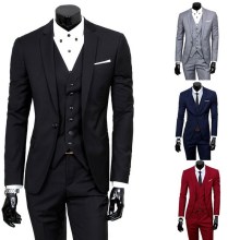 Male Slim Formal 3Pcs Set Wedding Prom Suit Tuxedo Fit Men Business Work Wear Suits