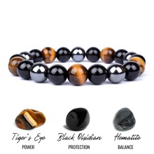 Natural Tiger Eye Obsidian Hematite Beads Bracelets Men Magnetic Health Protection Balance Bracelets Women Healing Soul