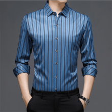 New Long Sleeve Men Shirts Business Casual Autumn Spring Wear Stripe Ofiice
