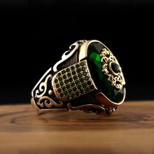 Turkish Style  High quality Pure Real 925 Sterling Silver Natural Stone Ring For Men   Accessory