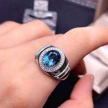 Blue Stone Ring for Women & Men Silver Color Ring Small Gift Casual Finger Jewelry