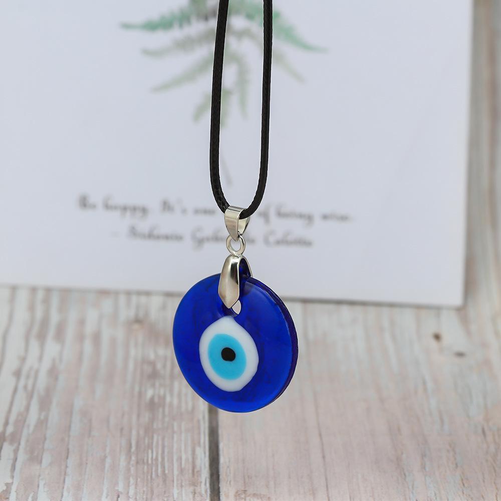 New Fashion Women Blue Glass Evil Eye Pendant Charms Necklace Evil Eye Pendant Necklace