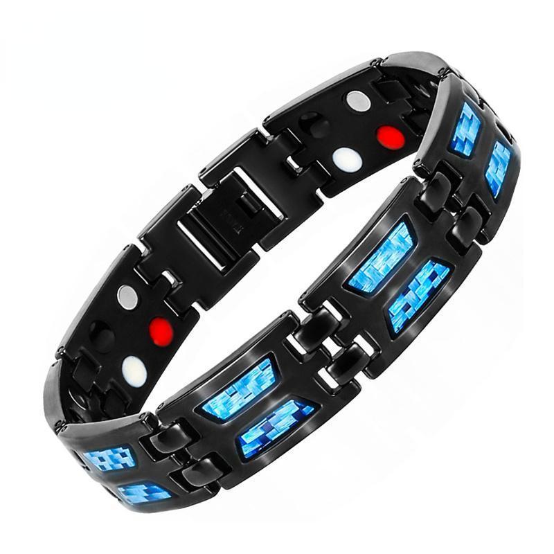New 4 In 1 Titanium Magnetic Energy Armband Power Bio Bracelet Health Pain Relief Magnet Health Bracelets Men Bangle