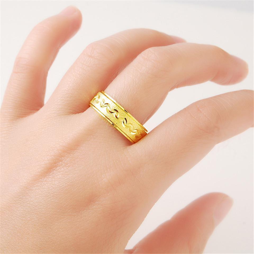 24k Pure Gold Rings For Men Women Hip Cocktail Party Jewelry Yellow Gold Color