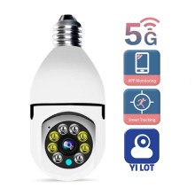 5G Wifi E27 Bulb Surveillance Camera Night Vision Full Color Automatic Human Tracking 4X Digital Zoom Video Security Monitor