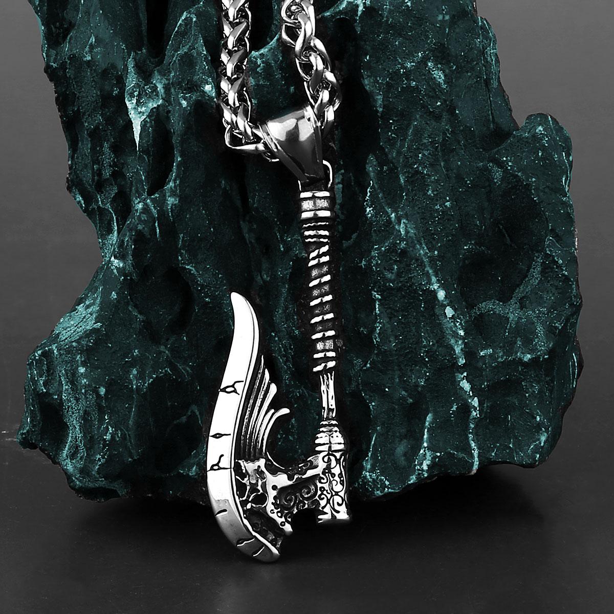 Warrior Retro Viking Rune Axe Pendant 316L Stainless Steel Personality Pendant Necklace