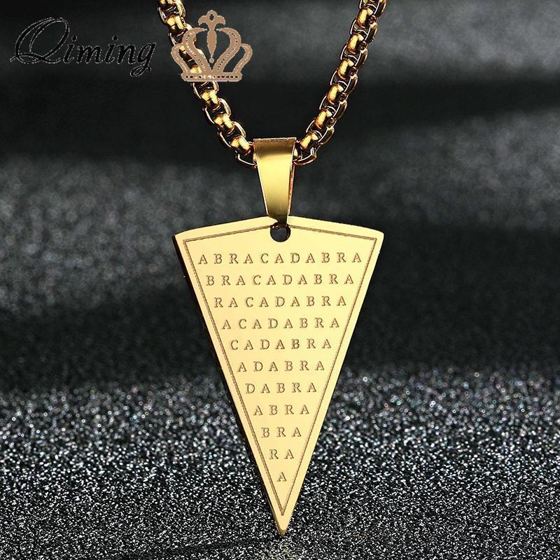 QIMING Cabalistic Abraxas Abracadabra Pendant Necklace For Men Male Magic Occult Esoteric Amulet Jewelry Necklaces