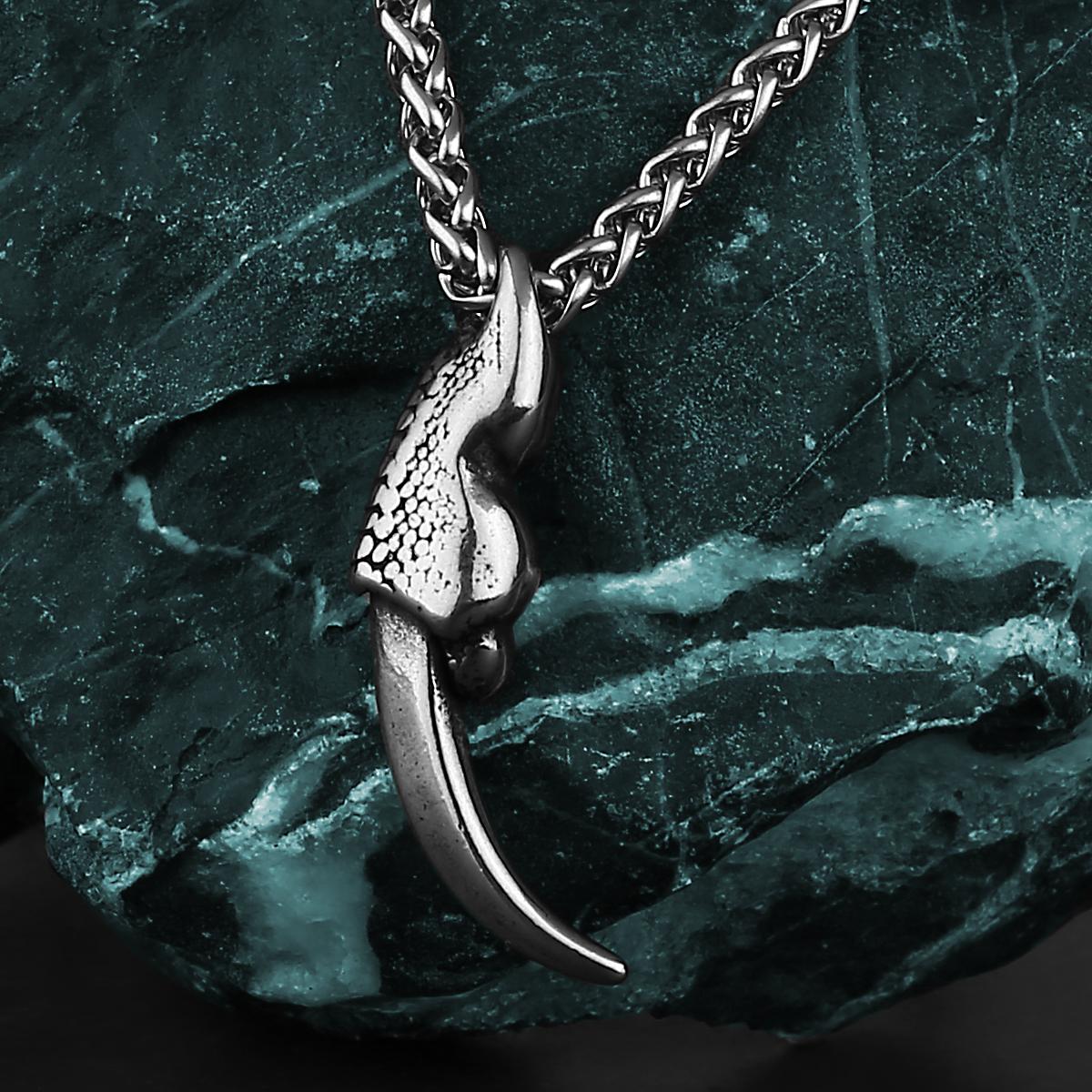 Simple Dragon Claw Pendant Necklace Unisex Fashion Animal Dragon Claw 316L Stainless Steel