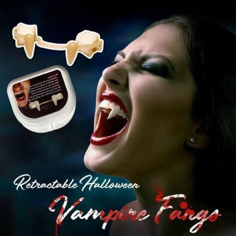 Retractable Vampire Fangs Reusable Halloween Costume Magic Gothic Fake Teeth for Cosplay Adults Kids Carnival