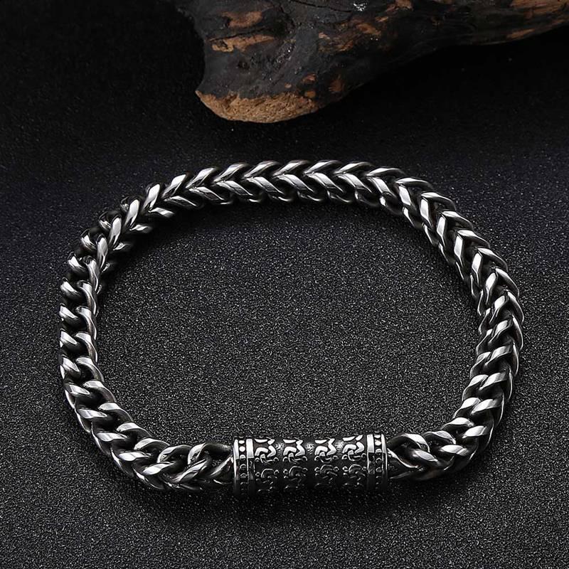 6mm Stainless Steel Curb Cuban Link Chain Magnetic Clasp Bracelet for Men Punk Style Male Jewelry Wrist Accessories Gift GL0056