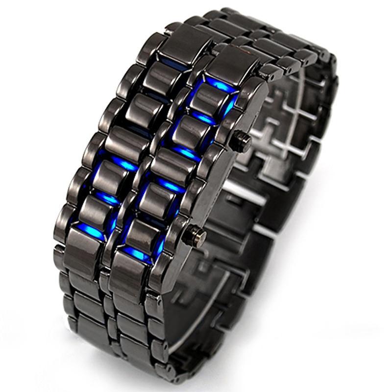 Fashion Lava Iron Samurai Metal Led Watches Men Electronic Watches Led Digital Watches Faceless Bracelet Watch Men Wristwatches
