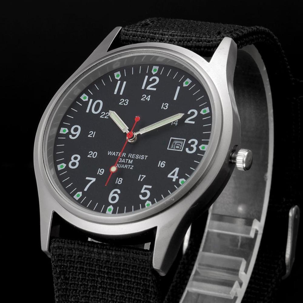 HOT Military Army Mens Date Canvas Strap Analog Quartz Sport Wrist Watch Analog Digital Sports Watches Fashion Casual Gift