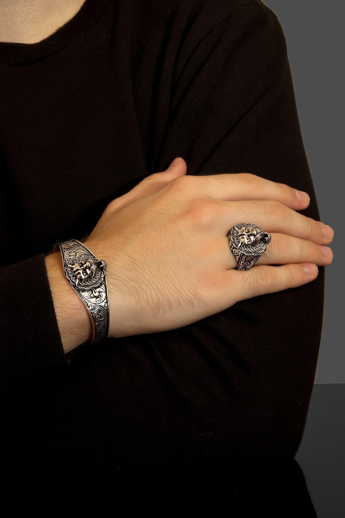 Lion Bracelet Ring Suit Fashion Turkish Premium Quality Handmade Jawelery