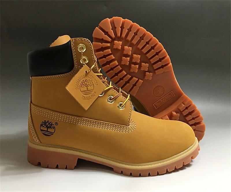 TIMBERLAND Men’s Classic Yellow Solid Ankle Boots Women High-Top Wheat Color Nubuck Leather Upper Shoes 10061 Size Eur 40-46