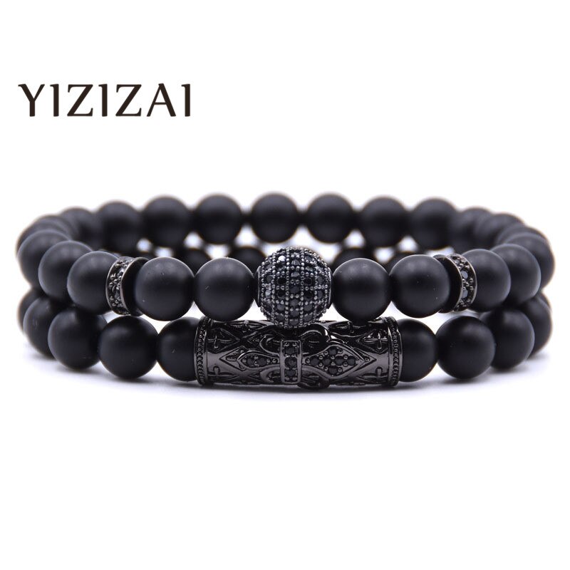 YIZIZAI CZ Bracelet Charms Pulsera Men Jewelry Stone Bracelets Bangles Pulseira Masculina Bileklik Pulseras Handmade
