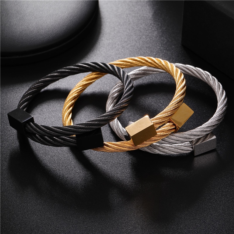 Classic Men Bracelet Charm Jewelry Fashion Luxury Gold Color plated Stainless Steel