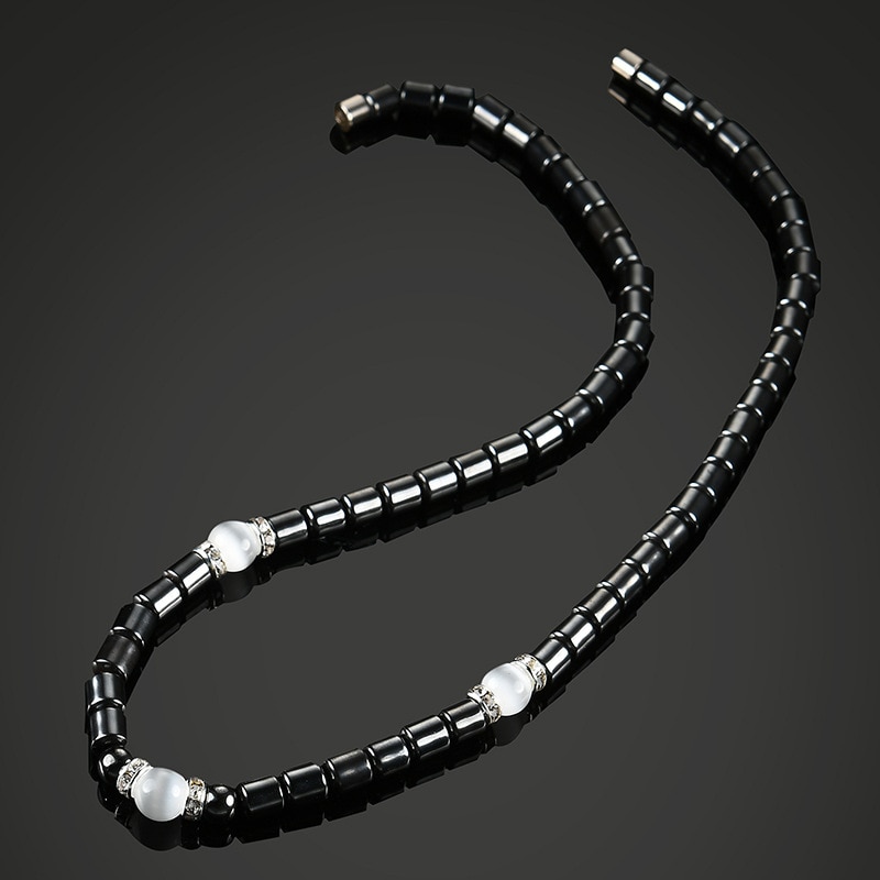 Unisex Magnetic Necklace For Women and Men Beads Hematite Stone Therapy Health Care Magnet Energy Stone Necklace