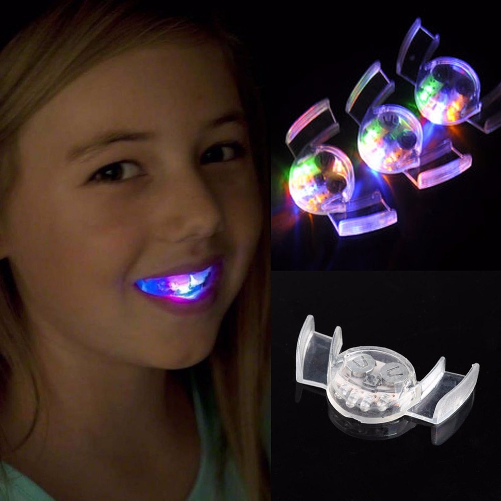 Glow Tooth Funny LED Light Kids Children Light-up Toys Flashing Flash Brace Mouth Guard Piece Glow Party Supplies