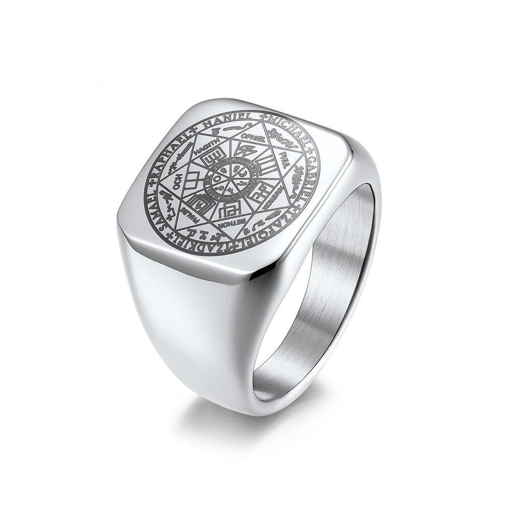 The Seal of the Seven Archangels Stainless Steel Rings The Key of Solomon Protection and Wealth
