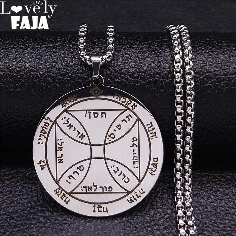Seventh Pentacle of the Sun – Seal of Solomon Stainless Steel Necklace Women Silver Color Jewelry chain collier XH250S03