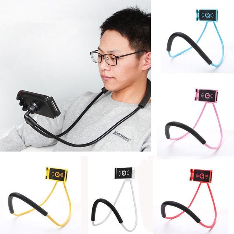 360 Degree Flexible Hands Free Phone Cell Phone Holder Mount Universal Neck Hanging Bracket Lazy Cellphone Mount Accessories
