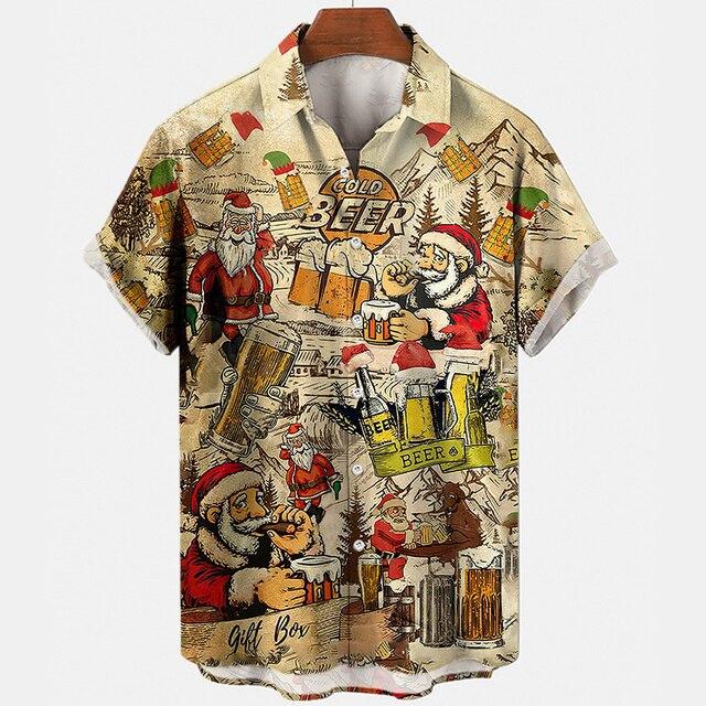 Men’s Shirts Hawaiian Beach Shirts For Men 3D Print Beer Short Sleeve Tops Vintage Male Female Streetwear Summer Trend Clothing