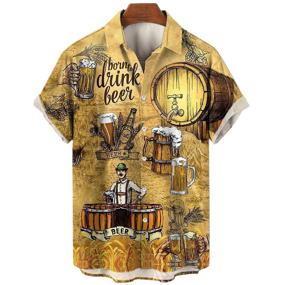 Men’s Shirts Hawaiian Beach Shirts For Men 3d Print Beer Short Sleeve Tops Vintage Male Female Streetwear Summer Men’s Clothing