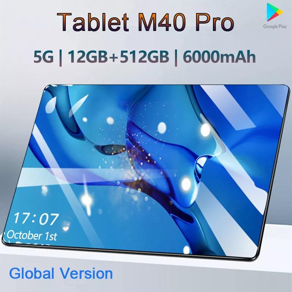 Original Tablet M40 Pro 10.1 Inch 12GB RAM 512GB ROM tablet Android 10 Core Pad Tablet PC Phone Dual Wifi tablette android