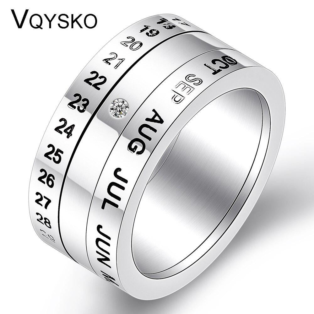 Number and Month Letter Rotatable rings for men anillos New Arrival Titanium Stainless Steel Punk Party Ring Jewelry