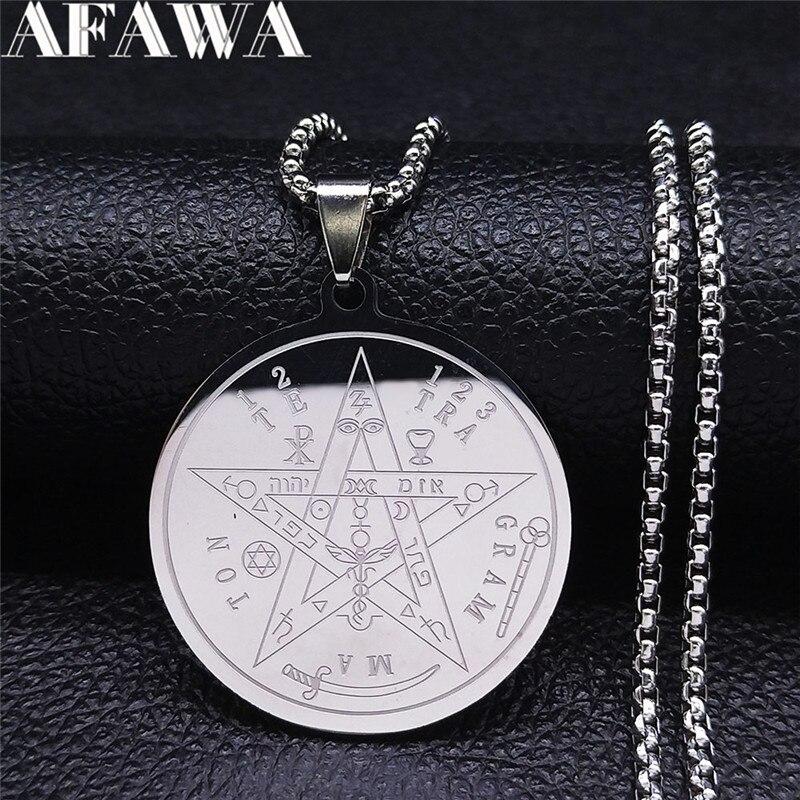 Tetragrammaton Jewish Hebrew Stainless Steel Chain Necklace Men Star of David Necklaces Jewelry collier ras de cou N4511S02