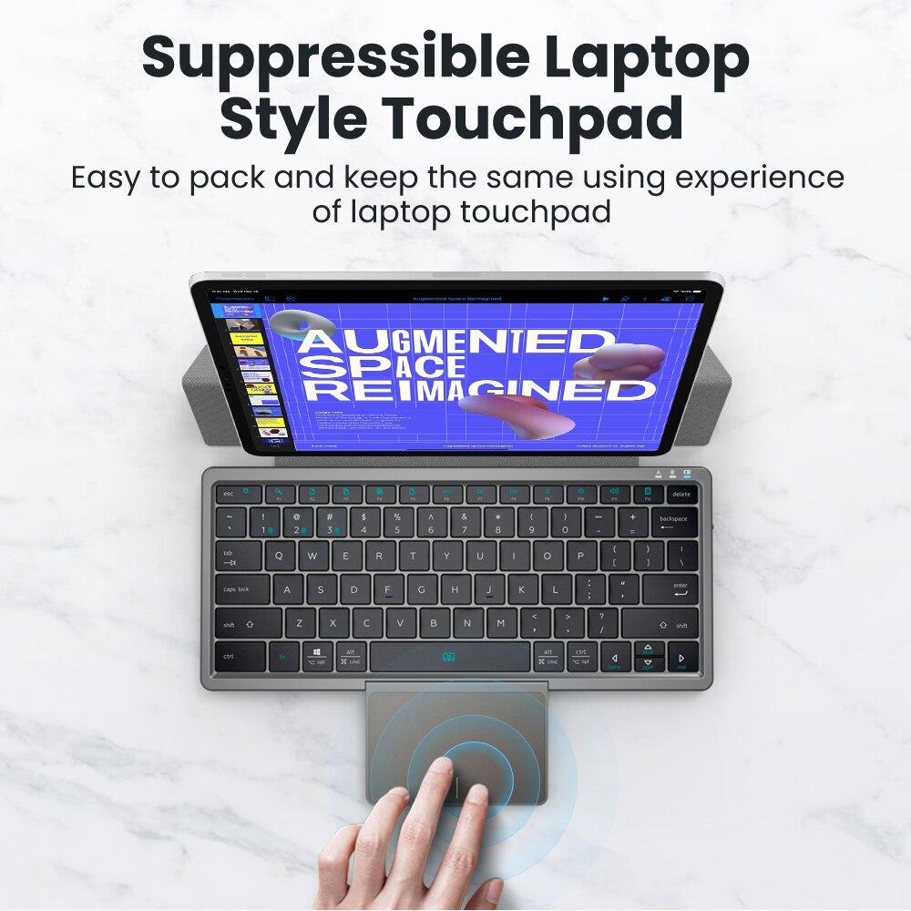 New Folding Keyboard Wireless Bluetooth Keyboard Touchpad Leather Case Mobile Phone Tablet Multifunctional Mini Keyboard