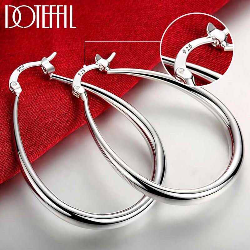 Smooth Circle 41mm Hoop Earrings For Women Lady Gift Fashion Charm High Quality Wedding Jewelry