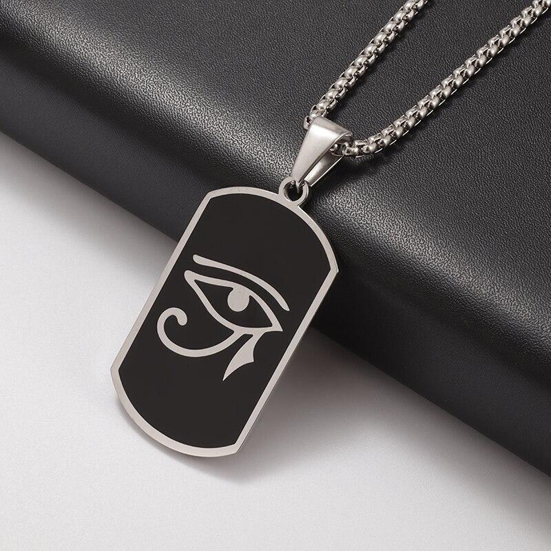New Eye of Horus charm Necklace Stainless Steel Pendant with Box Chain Ancient Egyptian Pharaoh Amulet Jewelry