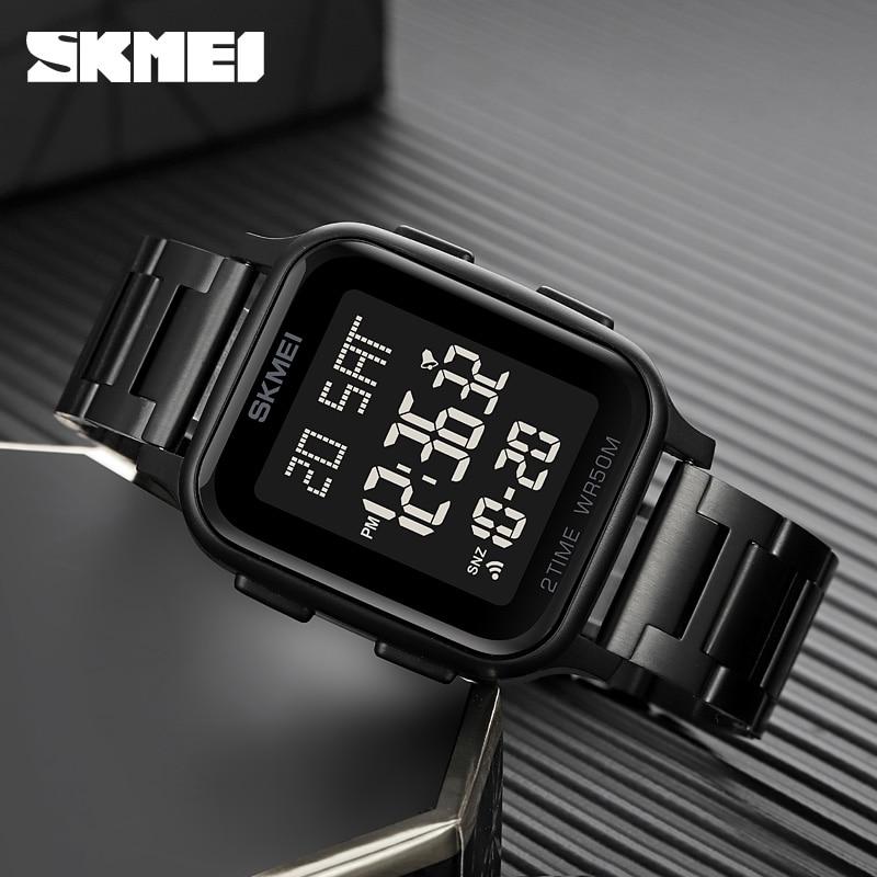 SKMEI Men’s Watches 2 Time Digital Movement Watch Sport Countdown Clock 50M Waterproof Led Light Wristwatch Reloj Hombre