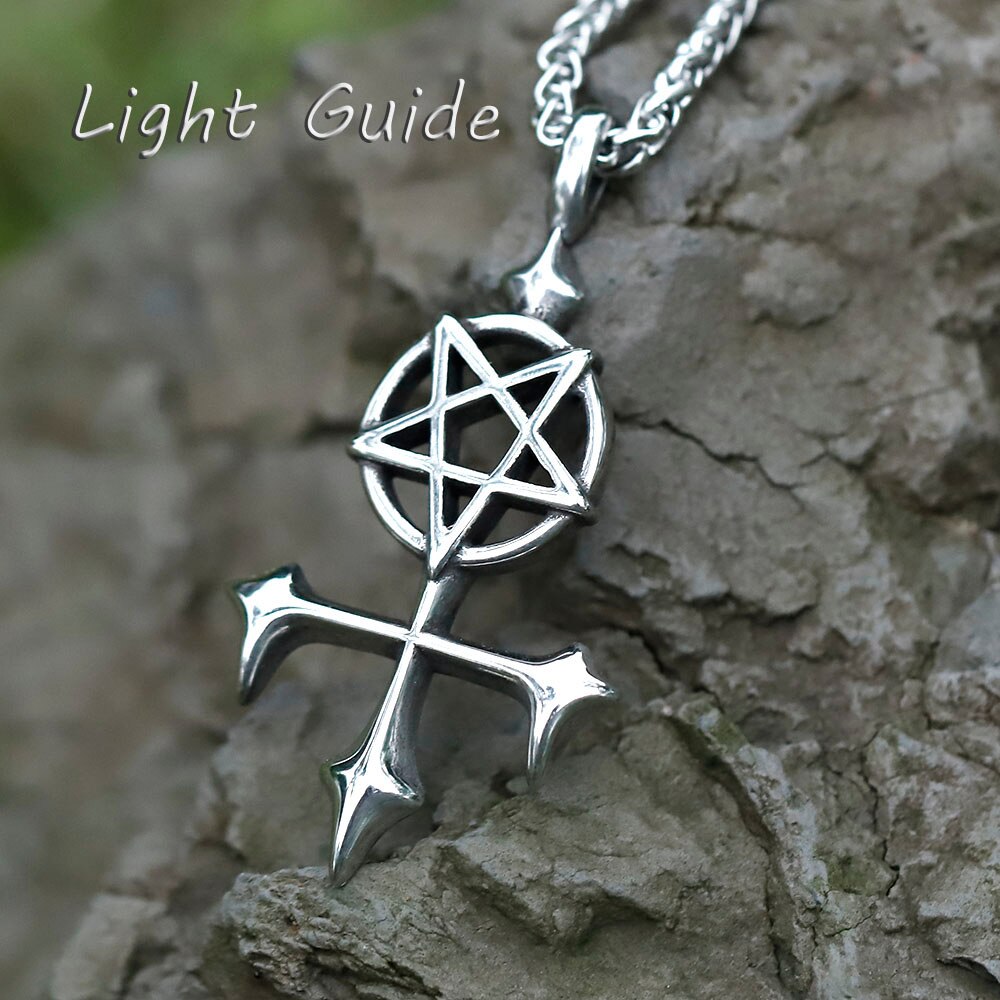 Men’s 316L stainless-steel Pentagram cross Vintage Pendant Necklace for free shipping