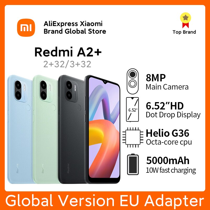 Global Version Xiaomi Redmi A2 Plus Smartphone Helio G36 8MP Dual Camera 5000mAh Battery 6.52″ Redmi A2 Cell Phone