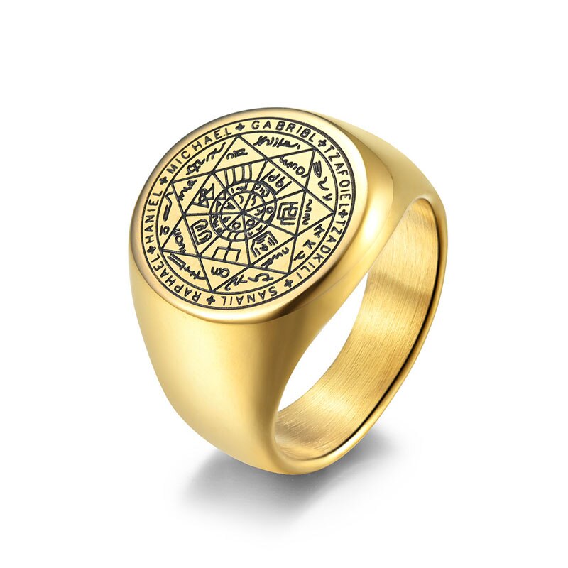 The Key of Solomon Rings for Men Stainless Steel Seal of- Seven Archangels Amulet Ring Male Jewelry Men’s Accessories